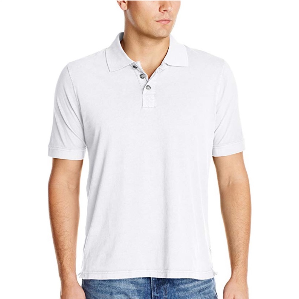 💥True Grit Buffalo Nickel Button Polo Med White